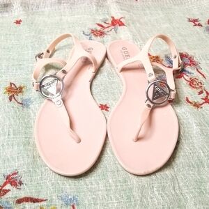 GUESS Pink Jelly T-Strap Sandals Size 9M